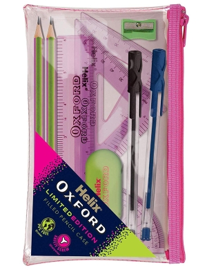 Oxford Clash LE Filled Pencil Case - Pink/Green